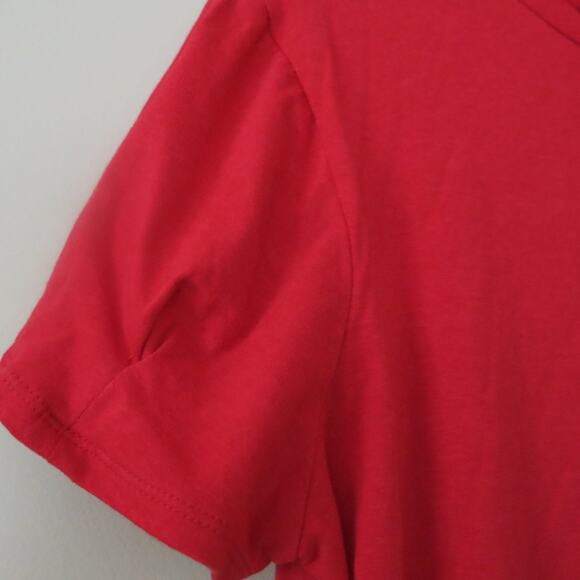 NEW DIRECTIONS *NWT* Short Sleeve Top Size M Ruched  Mock Neck Red Casual - Picture 3 of 7